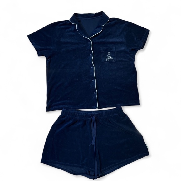 Navy Blue Uniqlo Peanuts Terry Pajamas szM - Picture 1 of 3